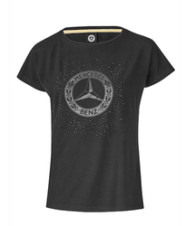 T-SHIRT DAMSKI CZARNY Z KRYSZTAŁKAMI S